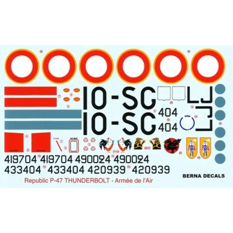 Sticker Republic P-47D Thunderbolt bubbletop in French service (4) 433404GM 1/21 Artois 419704 GC 1/10 Cercle de Chasse de Paris Veilige Betaling
