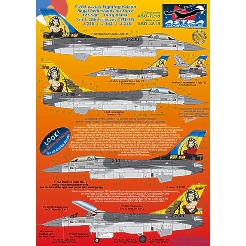 Koopje Sticker General Dynamics F-16A Block 15 Fighting Falcon Royal Netherlands Air Force 323 Squadron Dirty Diana