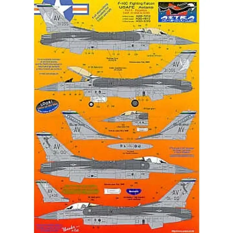 Koop Online Sticker Lockheed Martin F-16C Aviano. 89-201616 Air Force 87-0351 31OSS 89-2137 31 OG Flagships. All May 2000