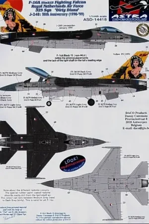 Goedkoop Sticker General Dynamics F-16A Block 15 Fighting Falcon Royal Netherlands Air Force 323 Squadron Dirty Diana J-248: 50th Anivers