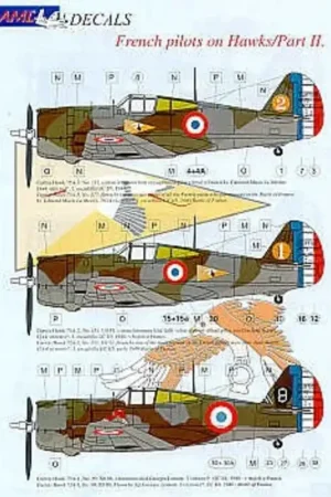 Sticker Hawk 75A-1 Part 2. (3) No 217/2 GC 1/5 Lt Edmond M. La Meslfe top score in B of F No 151/1 U0 51 Cne. Jean Accart GC 1/5 Lage Prijs