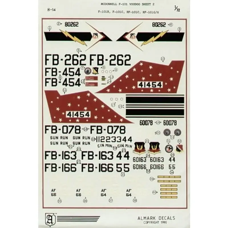 Sticker McDonnell F-101 Voodoo McDonnell F-101B McDonnell F-101C McDonnell RF-101C McDonnell RF-101G/H Betrouwbaar