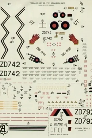 Sticker Panavia Tornado GR.1 ZD742/CZ 17(F) Squadron 75th Anniversary scheme ZD792/CF 17(F) Squadron Express Levering