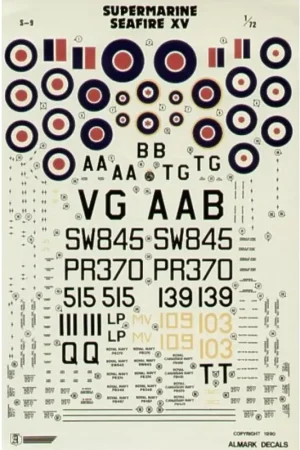 Koopje Sticker Supermarine Seafire Mk.XV 3 Royal Canadian Navy and 5 Royal Navy Decal