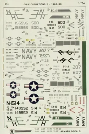 Sticker Grumman A-6E 156995 VA-95 with Iranian Kill markings Grumman KA-6D 149952 VA-95 Persian Gulf Gecertificeerd
