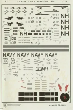 Korting Sticker Vought A-7E Corsair II 159833 VA22 and Grumman F-14A 159864 and 159833 VF-114 Persian Gulf 1988
