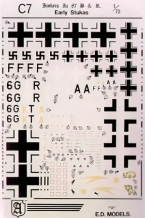 Beperkte Voorraad Sticker Junkers Ju 87B/R. (5) inc. 7/St.G51 6/St.G1 96 Gruppo Italian Air Force Decal
