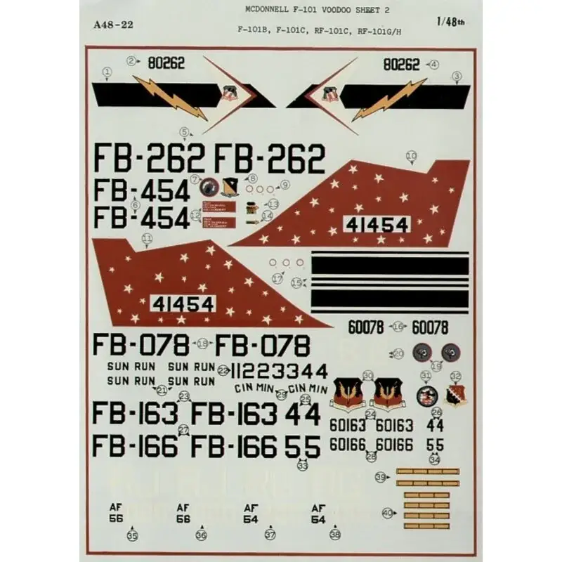 Alleen Vandaag Sticker McDonnell F-101 Voodoo F-101B F-101C McDonnell RF-101C McDonnell RF-101G/H