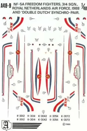Sticker Northrop NF-5A Royal Netherlands Air Force. 314 Squadron Display aircraft and ′Double Dutch′ synchro pair Lage Prijs