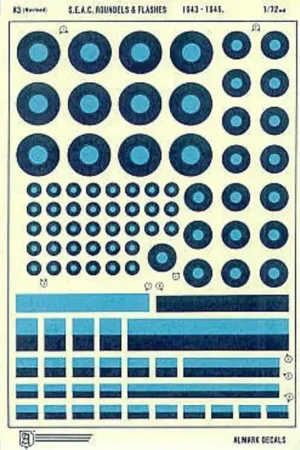 Sticker SEAC National Insignia/Roundels and Fin Flashes for fighters and medium size aircraft (RAF roundels) Shop Nu