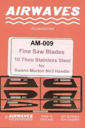 Gereduceerde Prijs Fine Saw blade Set No.2. 6 different blades in 10 Thou stainless steel razor saw to be used free hand or with the Swann Morton n