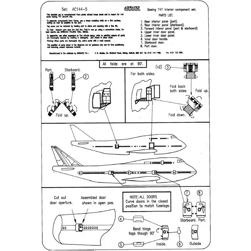 Re-released! Boeing 747 Jumbo interior (toebehoren voor modelbouwsets van Airfix) Lage Kosten