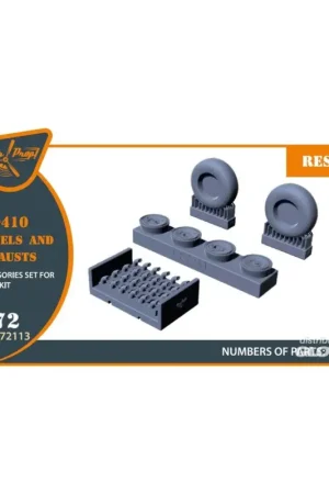 Me-410 B-1/U2/U4/R4 wheel set and exhausts for Airfix kit Beperkt Aanbod