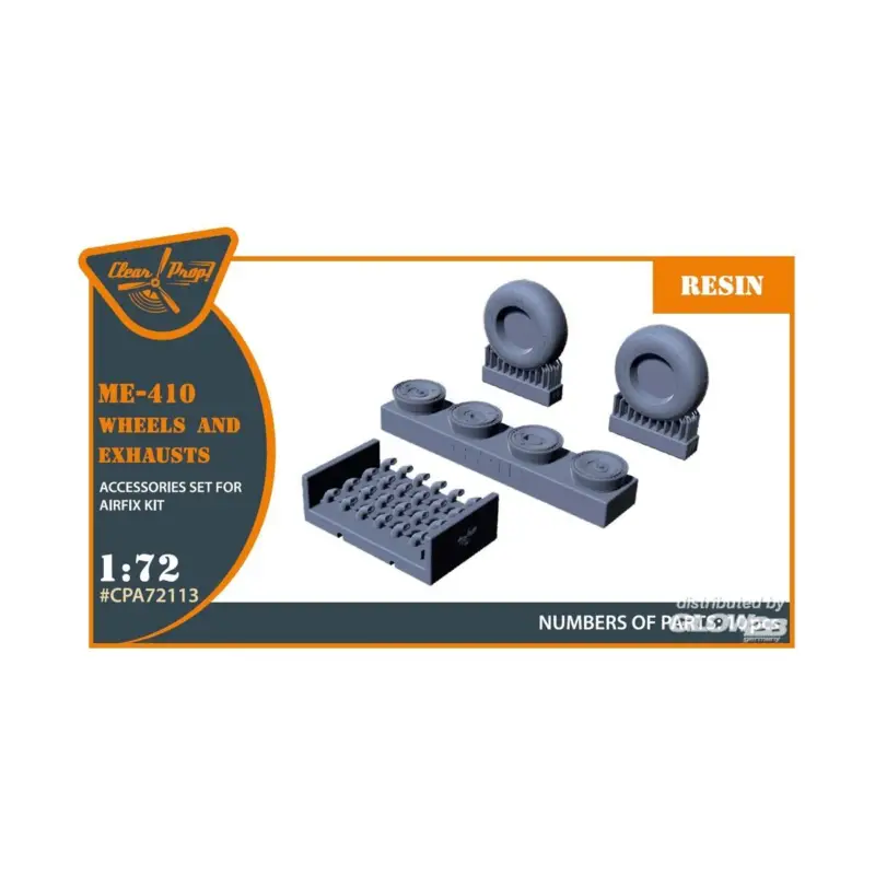 Me-410 B-1/U2/U4/R4 wheel set and exhausts for Airfix kit Beperkt Aanbod
