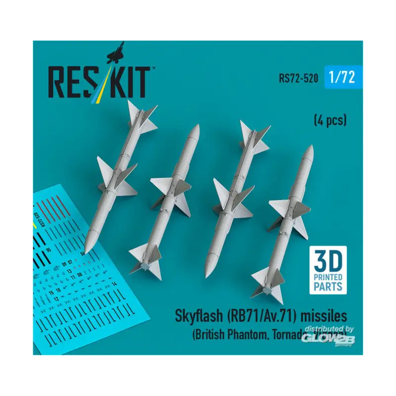 Must-Have Skyflash (RB71/Av.71) missiles (4 pcs) (British Phantom, Tornado, Viggen) (3D Printed)