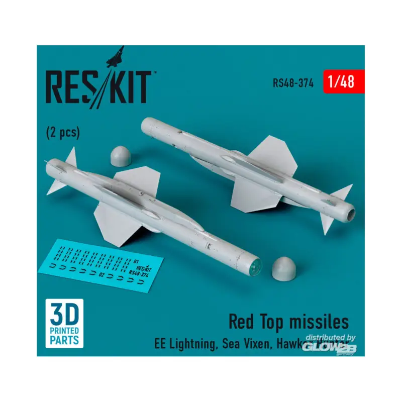 Betrouwbaar Red Top missiles (2pcs) (EE Lightning, Sea Vixen, Hawker Hunter) (3D Printed)