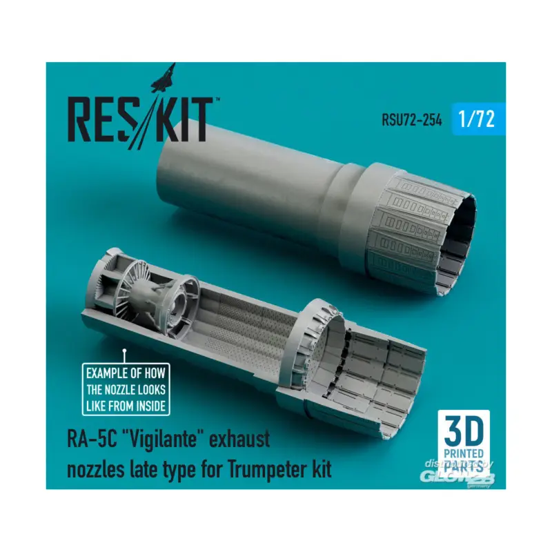 RA-5C Vigilante exhaust nozzles late type for Trumpeter kit (3D Printed) Beperkte Voorraad