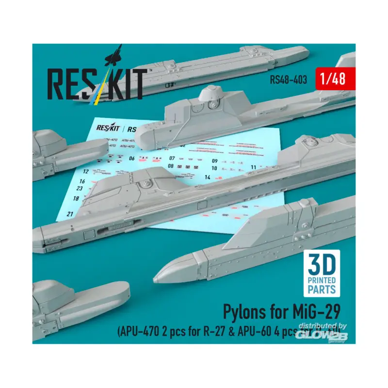 Pylons for MiG-29 (APU-470 2 pcs for R-27 & APU-60 4 pcs for R-60) (3D Printed) Favoriet