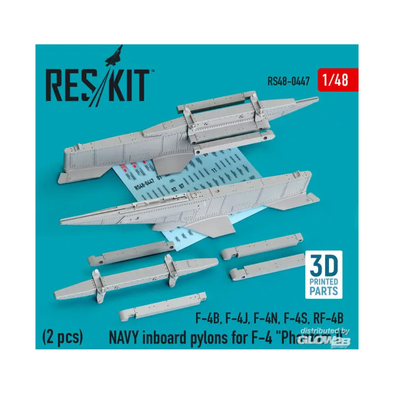 NAVY inboard pylons for F-4 Phantom II (2 pcs) (F-4B, F-4J, F-4N, F-4S, RF-4B) (3D Printed) Beperkt Aanbod