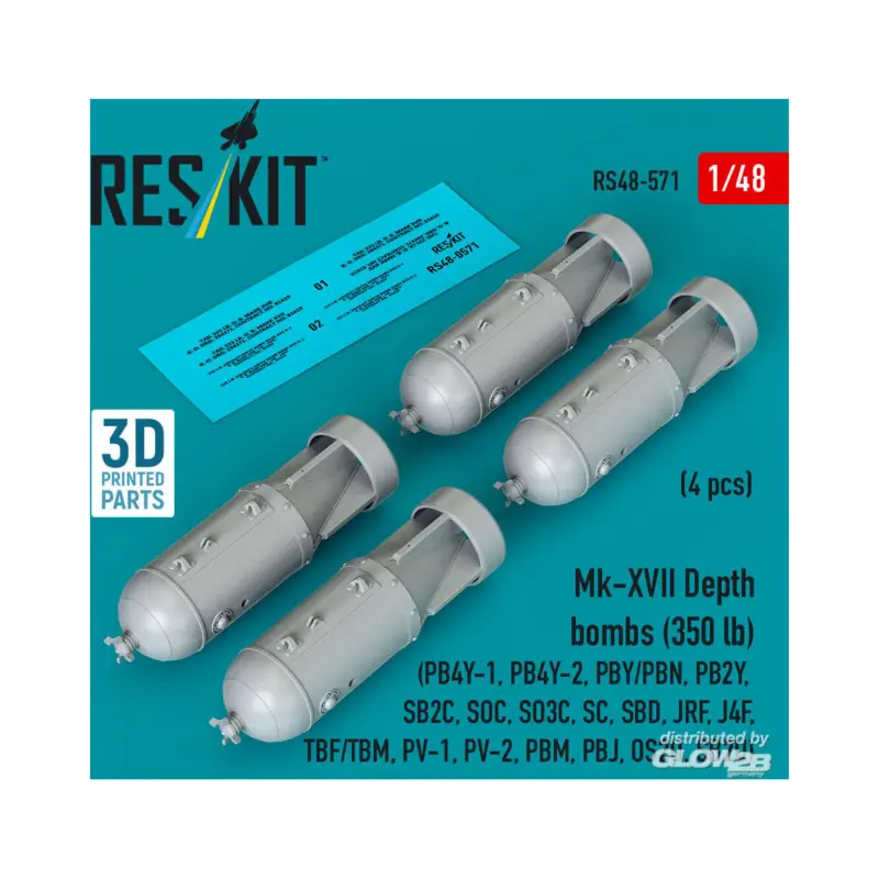 Speciale Aanbieding Mk-XVII Depth bombs (350 lb) (4 pcs) (PB4Y-1, PB4Y-2, PBY/PBN, PB2Y, SB2C, SOC, SO3C, SC, SBD, JRF, J4F, TBF/TBM, PV-1, PV-2, PB