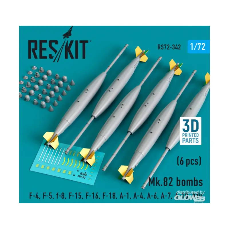 Mk.82 bombs (6 pcs) (F-4, F-5, F-8, F-15, F-16, F-18, A-1, A-4, A-6, A-7, A-10, Kfir) (3D Printed) Populair
