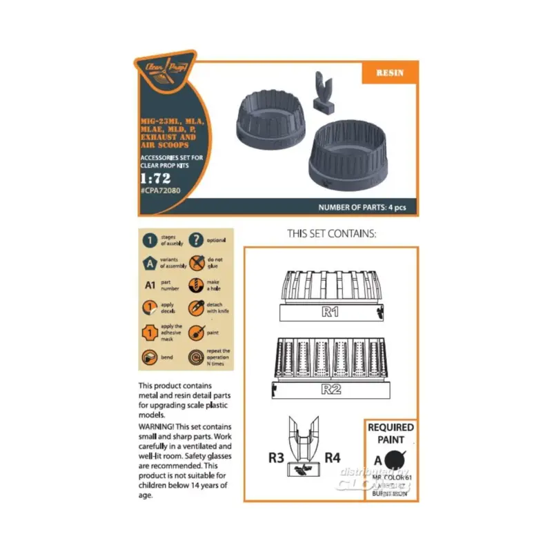 MiG-23ML, MLD, P, MLAE Exhaust and air scoops for CP kits Beperkt Aanbod
