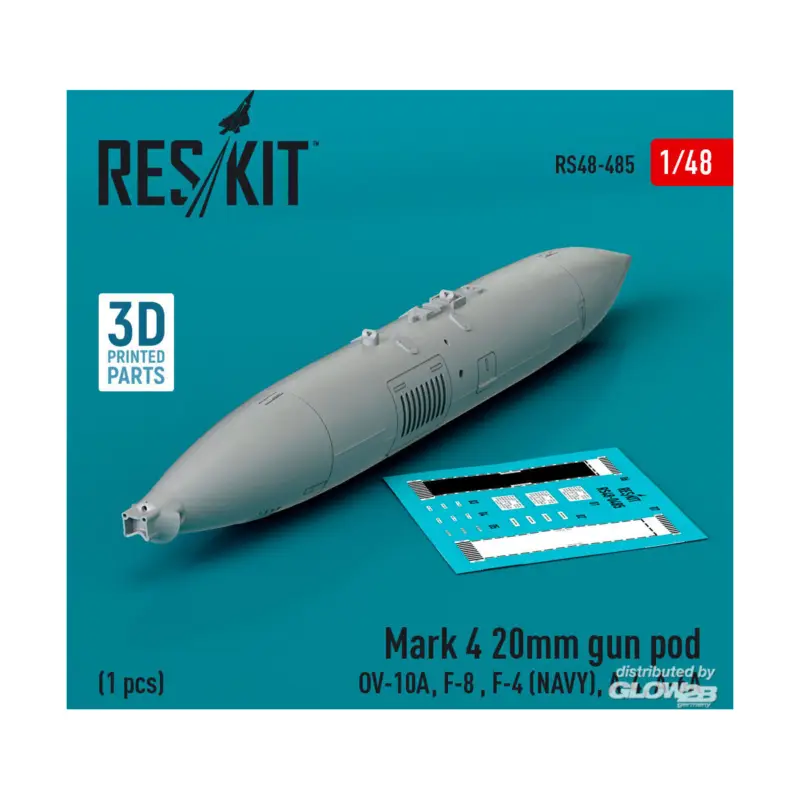 Mark 4 20mm gun pod (OV-10A, F-8, F-4 (USN), A-4, A-6A) (1 pcs) (3D Printed) Bestseller
