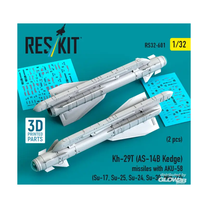 Bestel Nu Kh-29T (AS-14B Kedge) missiles with AKU-58 (2 pcs) (Su-17, Su-25, Su-24, Su-30, Mig-27) (3D Printed)