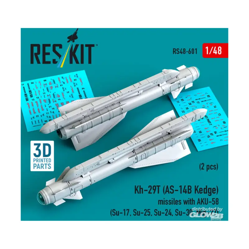 Kh-29T (AS-14B Kedge) missiles with AKU-58 (2 pcs) (Su-17, Su-25, Su-24, Su-30, Mig-27) (3D Printed) Snelle Levering