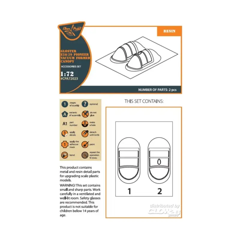 Express Levering Gloster E28/39 Pioneer vacuum formed canopy for CP kits CP72001/CP72007