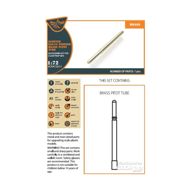 Goedkoop Gloster E28/39 Pioneer brass pitot tube for CP kits CP72001/CP72007