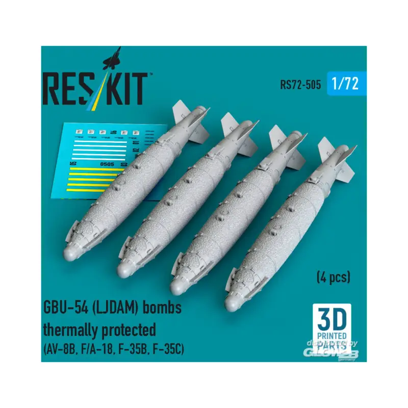 GBU-54 (LJDAM) thermally protected bombs (4 pcs) (AV-8B, F/A-18A-F, F-35B, F-35C) (3D Printed) Premium
