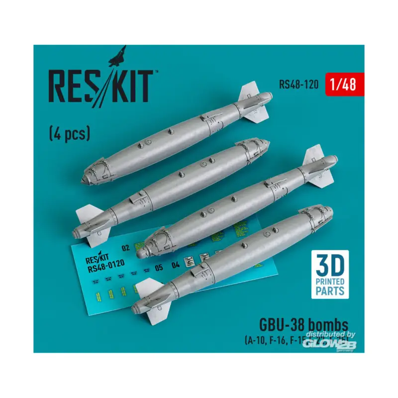 GBU-38 bombs (4 pcs) (A-10, F-16, F-15,F-22, F-35) (3D Printed) Lage Prijs
