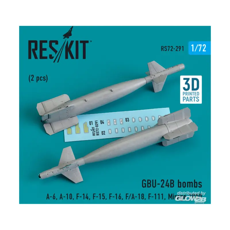 Dagaanbieding GBU-24B bombs (2 pcs) (A-6, A-10, F-14, F-15, F-16, F/A-18, F-111, Mirage 2000) (3D Printed)
