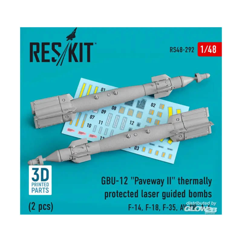 GBU-12 Paveway II thermally protected laser guided bombs (2 pcs) (F-14, F-18, F-35, AV-8B, A-6) (3D Printed) Voordeelprijs
