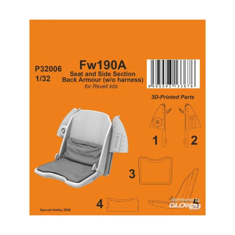 Fw190A Seat and Side Section Back Armor (w/o harness) for Revell Beste Prijs