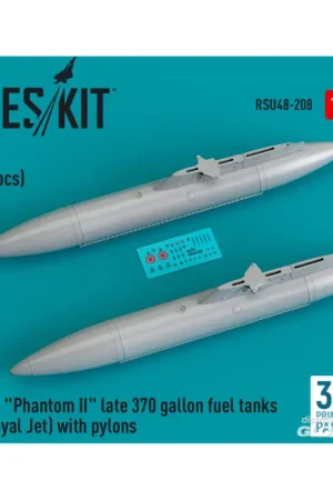 Aanbieding F-4 Phantom II late 370 gallon fuel tanks (Royal Jet) with pylons (2 pcs) (3D Printed)