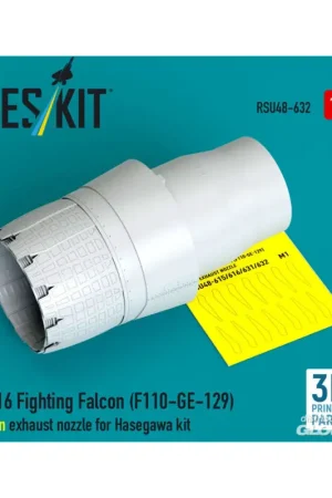 F-16 Fighting Falcon (F110-GE-129) open exhaust nozzle for Hasegawa kit (3D Printed) Nieuw