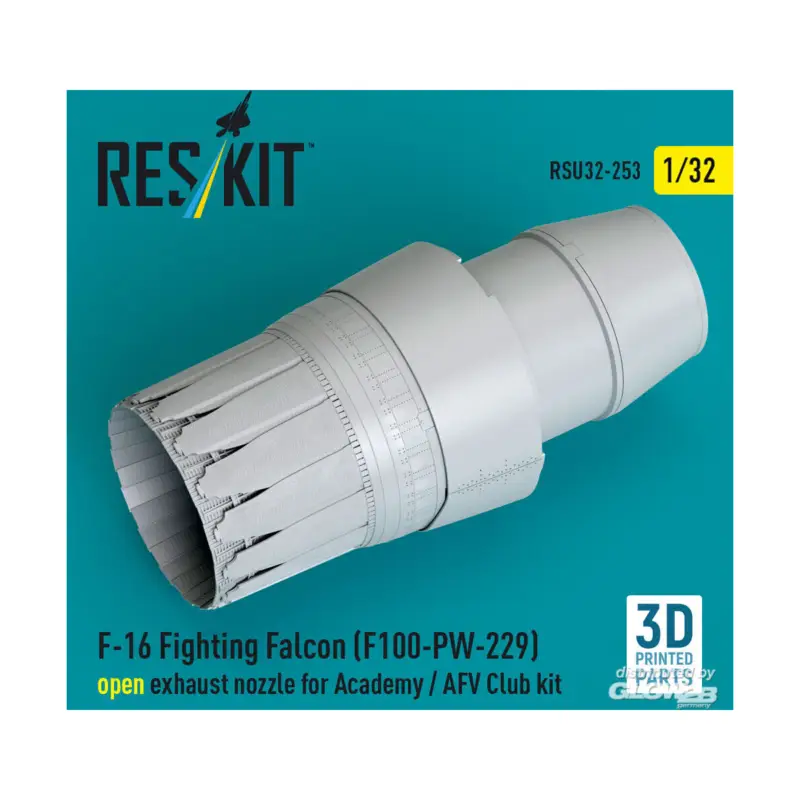 Rechtstreeks Van De Fabrikant F-16 Fighting Falcon (F100-PW-229) open exhaust nozzle for Academy / AFV Club kit (3D Printed)