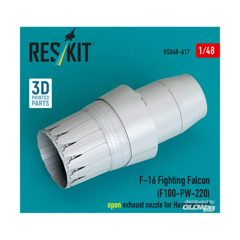 Nieuw F-16 Fighting Falcon (F100-PW-220) open exhaust nozzle for Hasegawa kit (3D Printed)