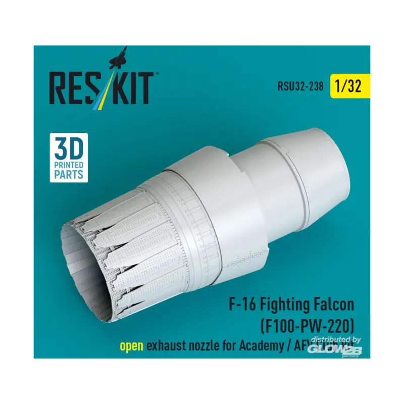 Express Levering F-16 Fighting Falcon (F100-PW-220) open exhaust nozzle for Academy / AFV Club kit (3D Printed)