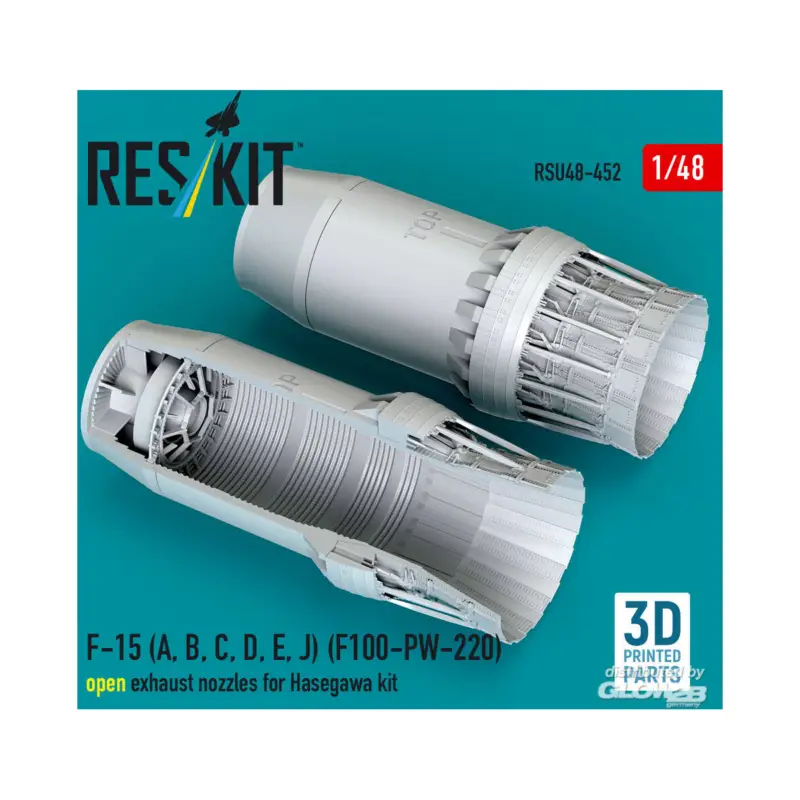 Gecertificeerd F-15 (A, B, C, D, E, J) (F100-PW-220) open exhaust nozzles for Hasegawa kit (3D Printed)