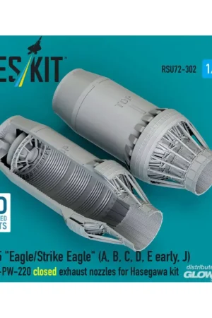 F?15 Eagle/Strike Eagle (A, B, C, D, E early, J) F100-PW-220 closed exhaust nozzles for Hasegawa kit (3D Printed) Speciale Aanbieding