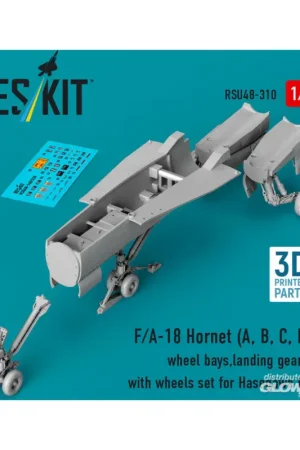 Goedkoop F/A-18 Hornet (A, B, C, D) wheel bays, landing gears with wheels set for Hasegawa kit (3D Printed)