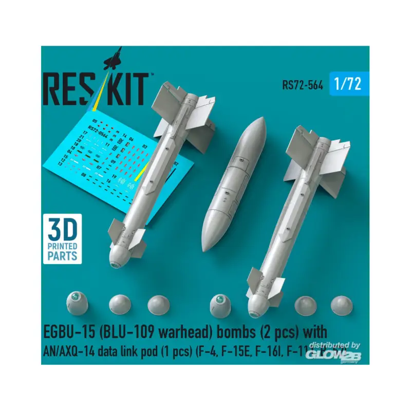 Voordeelprijs EGBU-15 (BLU-109 warhead) bombs (2 pcs) with AN/AXQ-14 data link pod (1 pcs) (F-4, F-15E, F-16I, F-111, B-52) (3D Printed)