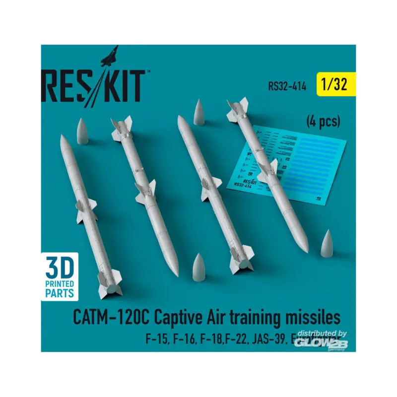 CATM-120C Captive air training missiles (4 pcs) (F-15, F-16, F-18,F-22, JAS-39, Eurofighter) (3D Printed) Uitverkoop