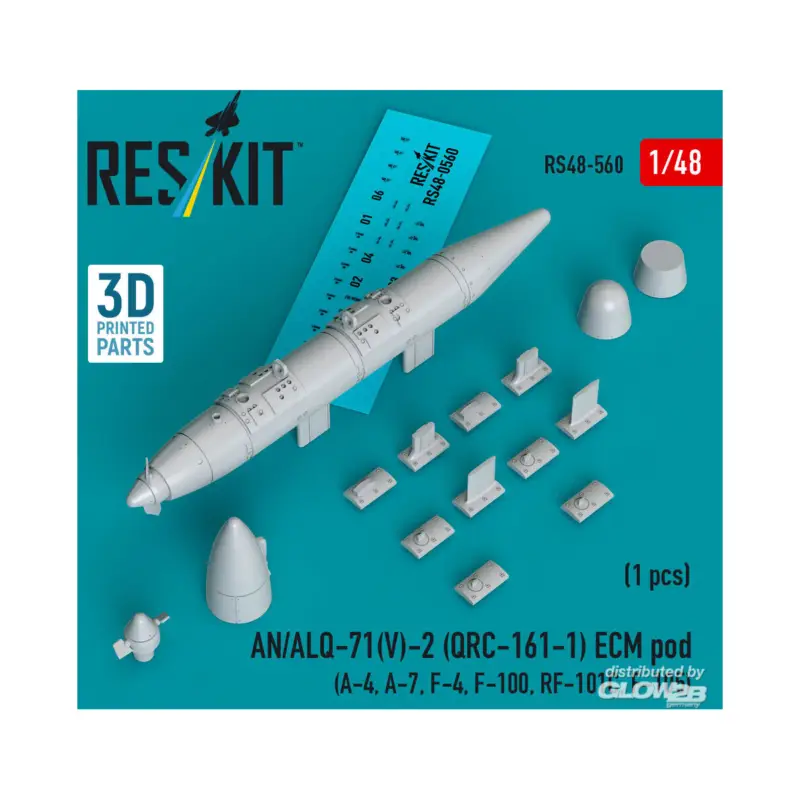 AN/ALQ-71(V)-2 (QRC-161-1) ECM pod (1pcs) (A-4, A-7, F-4, F-100, RF-101C, F-105) (3D Printed) Must-Have