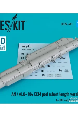 AN / ALQ-184 ECM pod (short length version) (A-10,F-4G,F-16,C-130) (3D Printed) Direct Beschikbaar