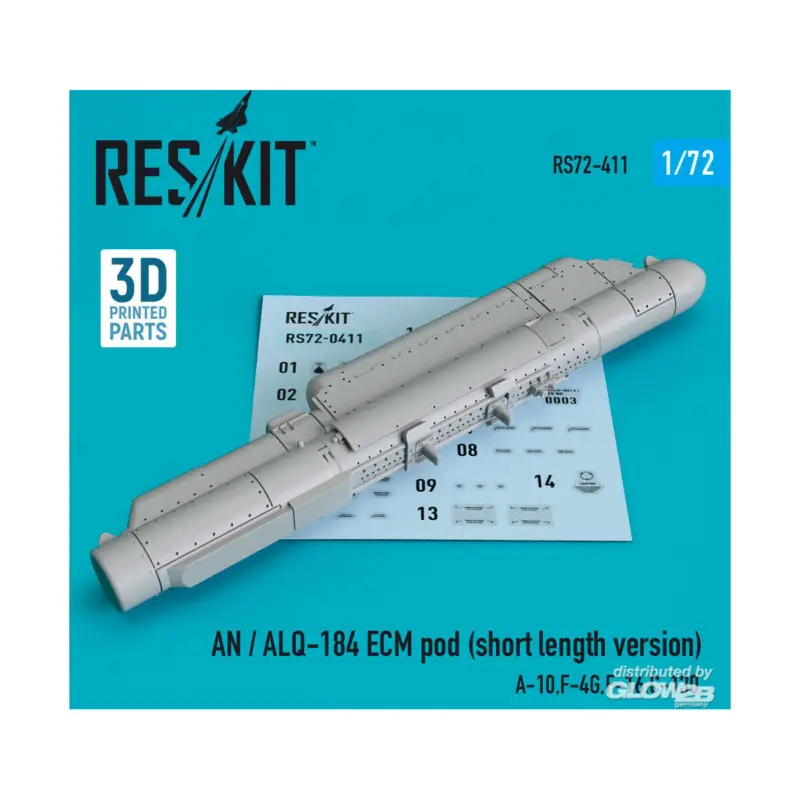 AN / ALQ-184 ECM pod (short length version) (A-10,F-4G,F-16,C-130) (3D Printed) Direct Beschikbaar
