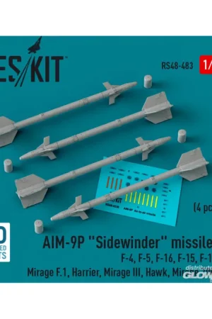 Alleen Vandaag AIM-9P Sidewinder missiles (4 pcs) (F-4, F-5, F-16, F-15, F-14, Mirage F.1, Harrier, Mirage III, Hawk, Mirage 2000) (3D Printed)